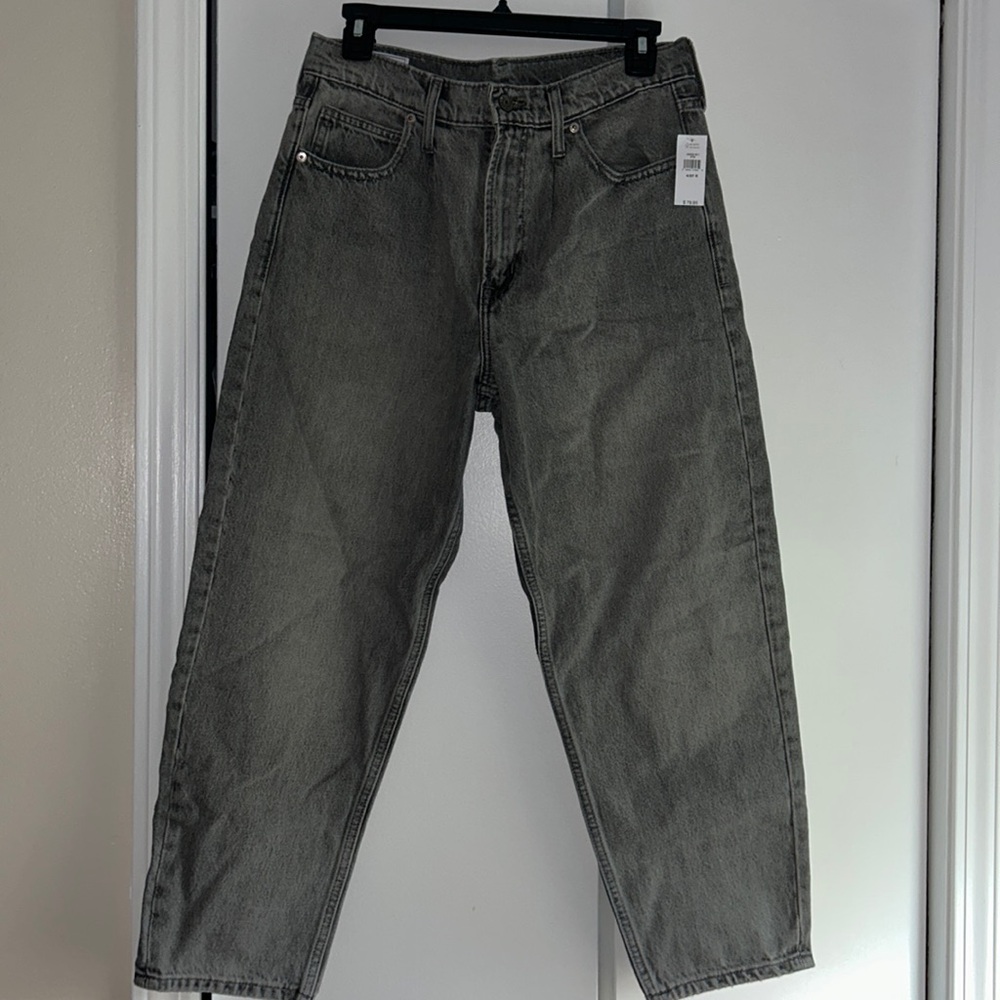 Brand new GAP high rise gray barrel jean